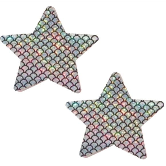 MoonFlowerBtq Accessories - Holographic Fish Scale Star Breast Petal Pasties
